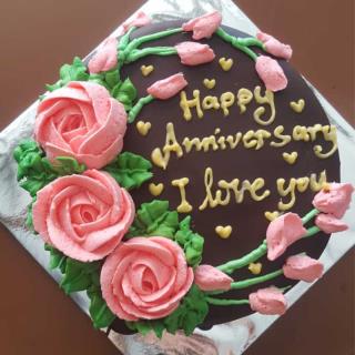 Kue Tart Coklat Motif Bunga